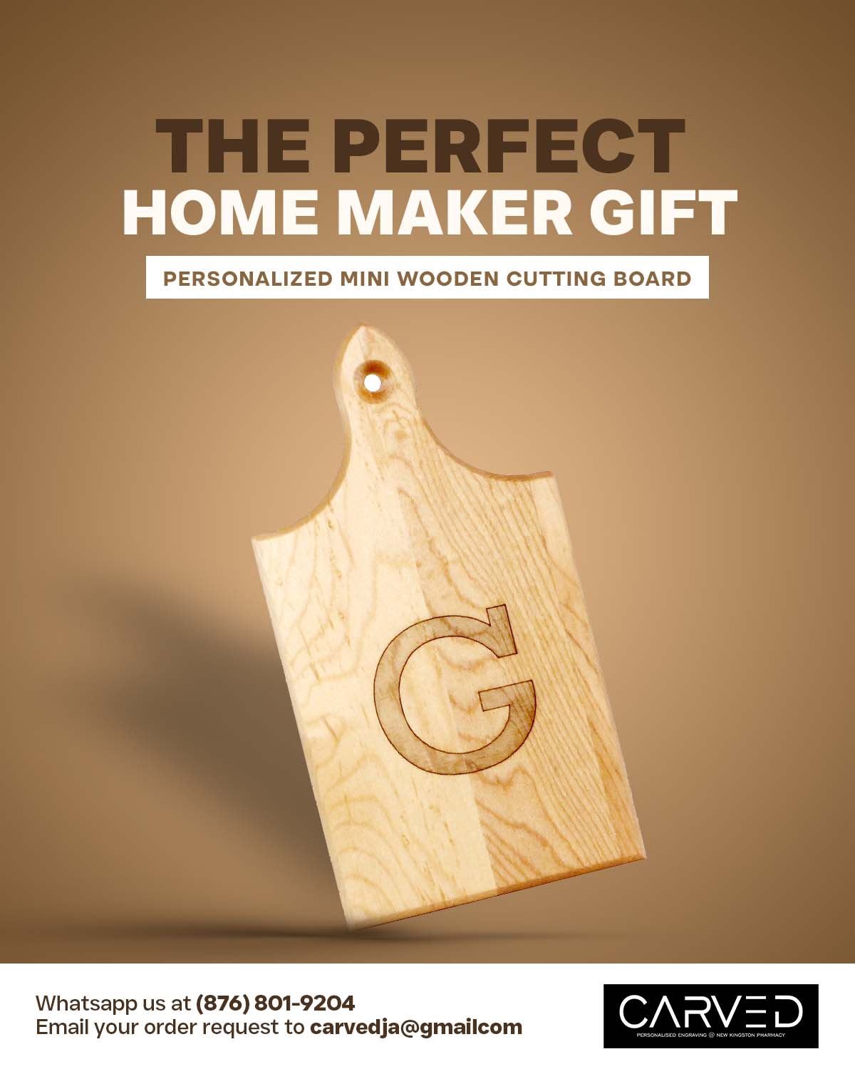 Mini personalized wooden cutting board for the kitchen