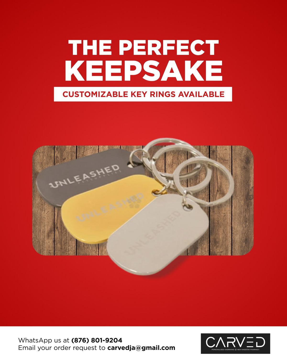 Everyday keyring engraved with a name, date or short quote
