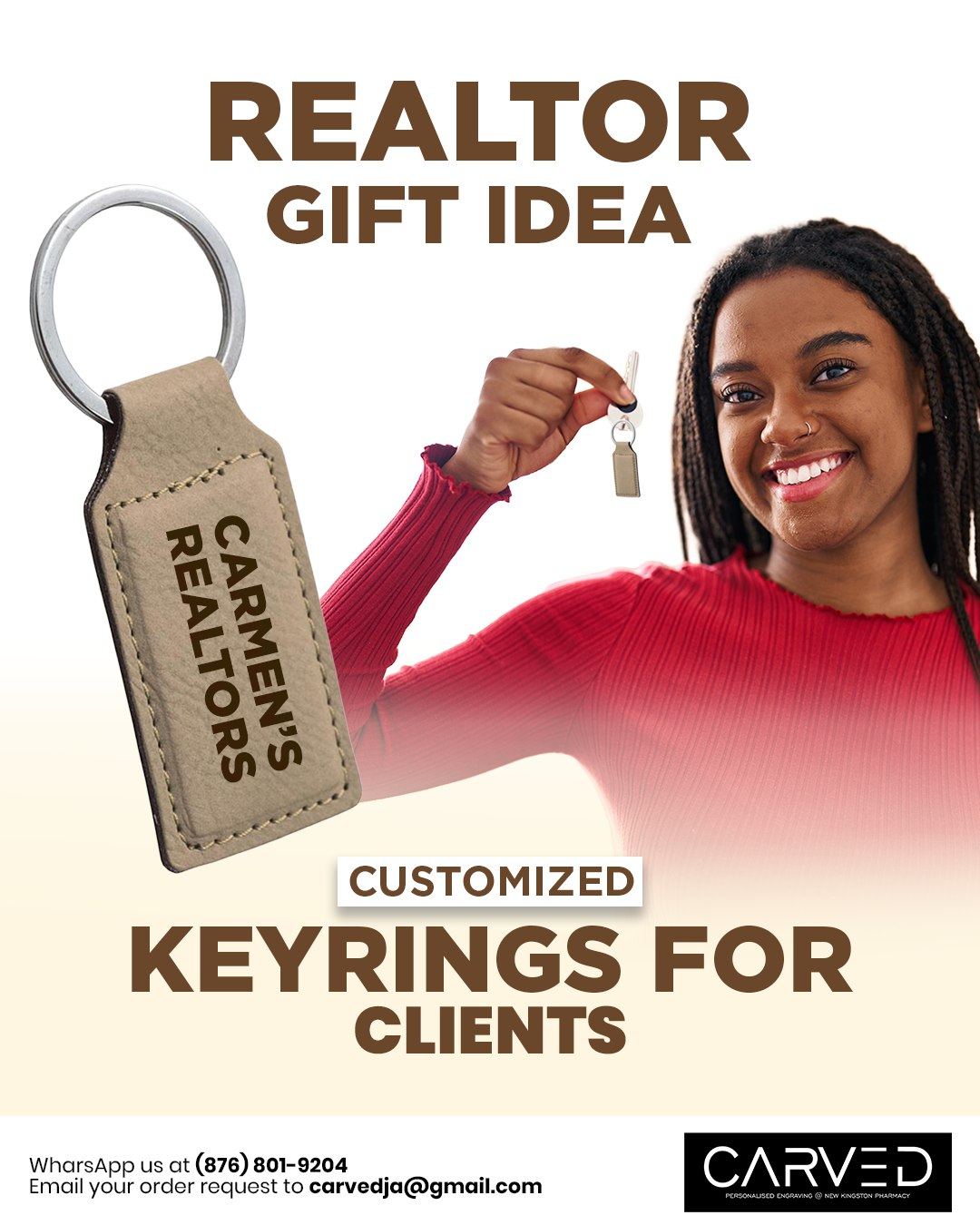 Custom keyring for realtors to present to new homeowners